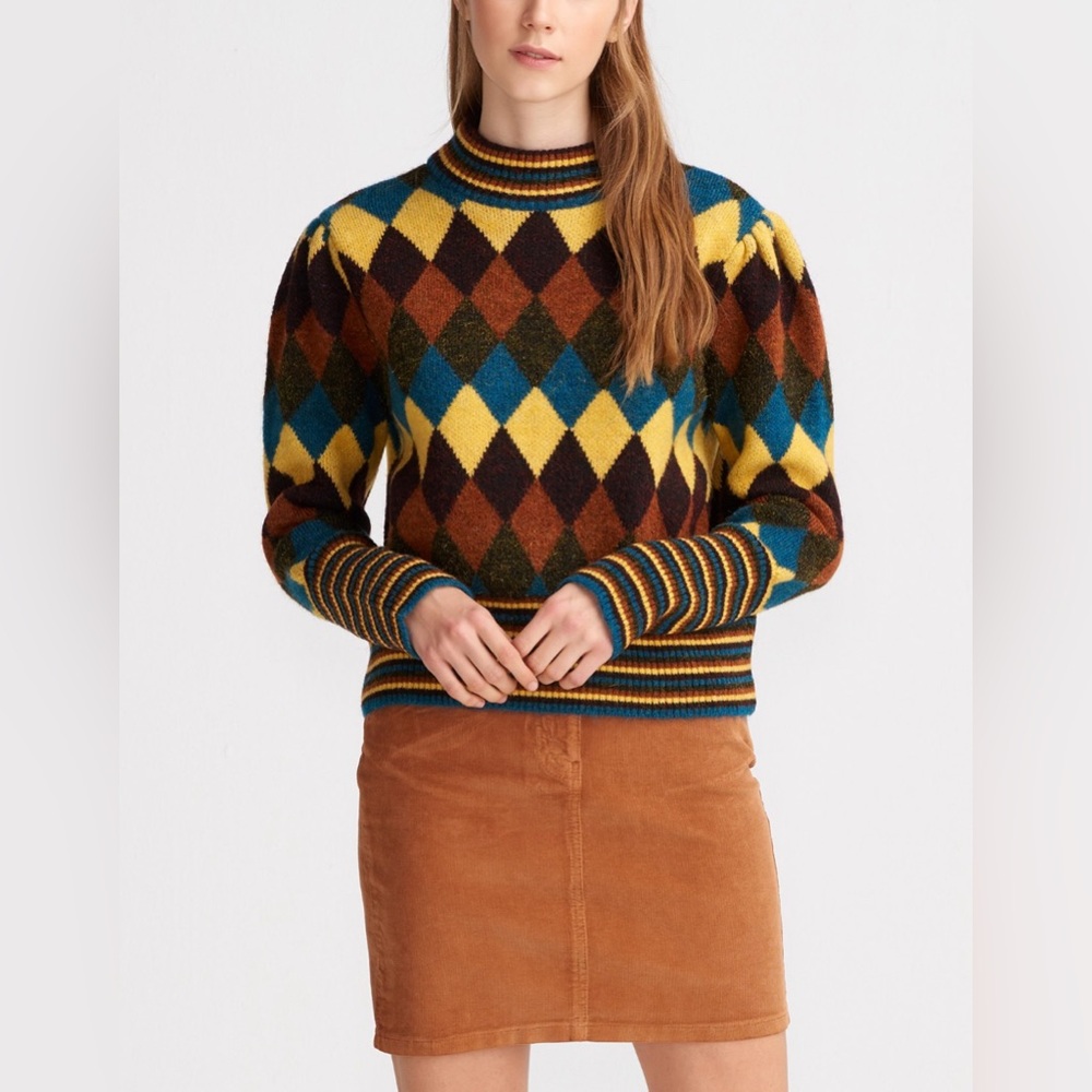Argyle Patterned‎ Sweater - Multicolor